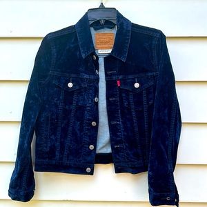 Levi's blue velvet jacket size small